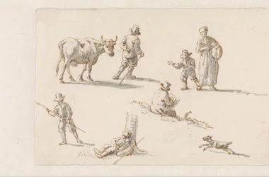 Aeneas og Dido gemmer sig i en hule Tegninger til malerier med episoder fra The Aeneas (serietitel)