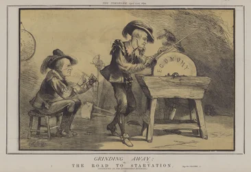 Slibning væk; eller, The Road to Starvation (farve litho)