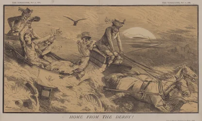 Hjem fra Derby! (farve litho)