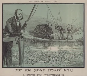 Ikke for Jo(hn Stuart Mill) eller, A Smith for Westminster (farve litho)