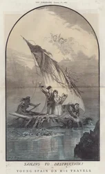 Sejler til ødelæggelse! eller Young Spain on His Travels (farve litho)