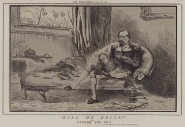 Vil han regere? eller, far og søn (farve litho)