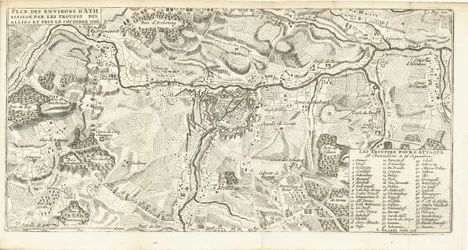 Beleg van Ath, 1706 Plan over omgivelserne i Ath belejret af de allieredes tropper og taget den 2. oktober 1706 (titel på objekt)