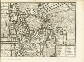 Beleg van Bethune, 1710 Kort over Bethune befæstet by i Artois belejret af de allierede (titel på objekt)