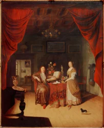 En lærd og hans kone i et indre