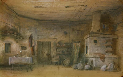 Scenedesign til operaen Vakula the Smith af P. Tchaikovsky, 1876
