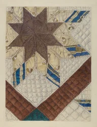 Dobbeltstjerne Patchwork Quilt, ca. 1939.
