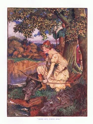 Kom ud hvid kronhjort, illustration fra Lady And Fairy Tales, 1914