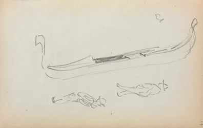 Italiensk skitsebog: Gondol og to gondoler side 14, 1898-1899.