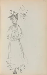 Italiensk skitsebog: Stående kvinde, forside 52, 1898-1899.