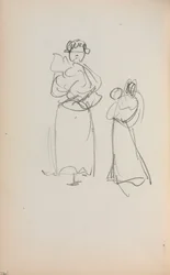 Italiensk skitsebog: To stående kvinder med spædbørn side 140, 1898-1899.