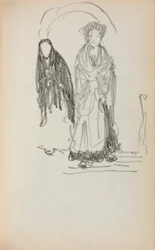 Italiensk skitsebog: To stående kvinder side 123, 1898-1899.