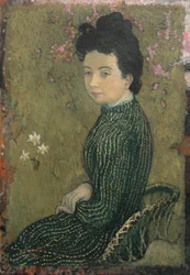 Eva Meurier i en grøn kjole