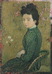 Eva Meurier i en grøn kjole, 1891
