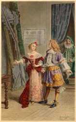 Backstage hos Scapin, Armande, Baron og Moliere (illustration)