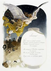 Februar "" Månedens sang"" af Jérôme Doucet, illustration - Maurice Leloir, red. Reims 1904. L. Michaud