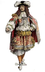 Fransk konge Louis XIV - Kromotypografi i "" Le Roy Soleil"" (Louis XIV) af Gustave Toutwelve, Illustration af Maurice Leloir (1853-1940)