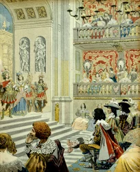 Frankrigs historie: Repræsentation i teatret i kardinalpaladset (nu kongeslottet) af værket "Mirame", en heroisk komedie skrevet i 1641 af kardinal Richelieu (Armand Jean du Plessis