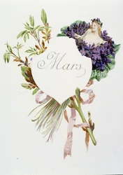 marts ""Månedens sang"" af Jérôme Doucet, illustration - Maurice Leloir, red. Reims 1904. L. Michaud