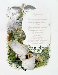 september ""Månedens sang"" af Jérôme Doucet, illustration - Maurice Leloir, red. Reims 1904. L. Michaud