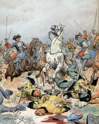 Den spanske arvefølgekrig: det sidste angreb fra det franske kavaleri i slaget ved Malplaquet (Belgien) den 11. september