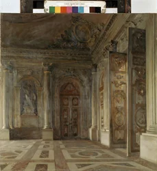 Vestibule i Versailles-slottet (Vestibule i Versailles-slottet). Maleri af Maurice de Lobre (1862-1951)