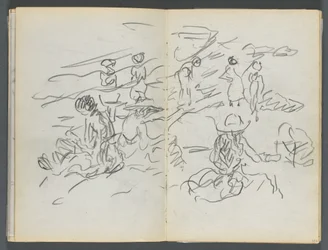Skitsebog, The Dells, nr. 127, side 100 og 101: Figurer på en strand
