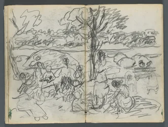 Skitsebog, The Dells, nr. 127, side 116 og 117: Figur i et landskab