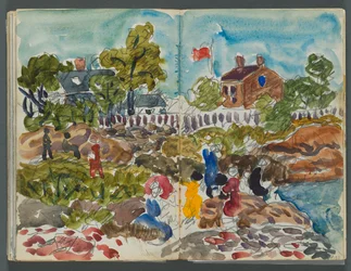 Skizzenbuch, The Dells, Nr. 127, Seite 156 & 157: Küstenlandschaft mit Figuren