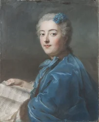 Marie Sophie de Courcillon, hertuginde af Picquigny, prinsesse af Rohan (1713-1756), af La Tour, Maurice Quentin de (1704-1788). Pastel på papir, ca. 1740. Mål: 61 x 49,7 cm. Nationalmuseum Stockholm