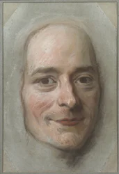 Portræt af Francois Marie Arouet de Voltaire (1694-1778), af La Tour, Maurice Quentin de (1704-1788). Pastel på papir. Størrelse: 26,5x18cm. Nationalmuseum Stockholm