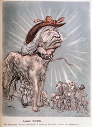 Tegneserie af Louise Michel som en hund "" race newfoundland (Newfoundland), ingen kompensation, brugte sin eksistens på at redde de uheldige."