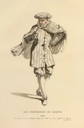 Kostume til rollen som Scapin, ca. 1868 (kobberstik)