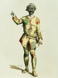 Harlekin i 1570 af Maurice Sand (1823-1889)