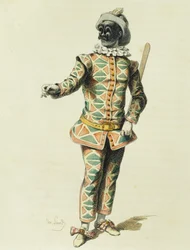 Harlekin i 1671 af Maurice Sand (1823-1889)