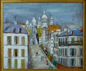 Rue Chappe, Montmartre, ca. 1937 (olie på træplade)