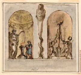 Tegning, malet vægdekoration, 1800-1830
