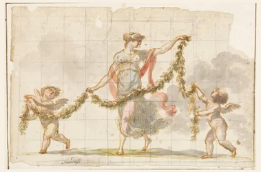 Tegning, vægmaleri, ca. 1820