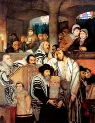 Jøder, der beder i synagogen på jom kippur, 1878