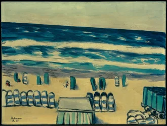 Blå hav med strandstole