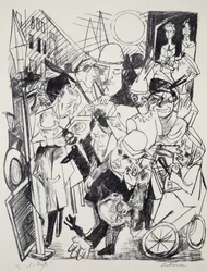 Gaden, af Max Beckmann (1884-1950), gravering. Tyskland, det 20. århundrede.