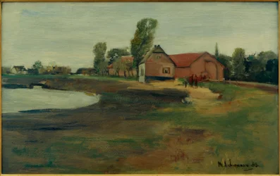 Landsbygade i Militsch (landskab med dam)