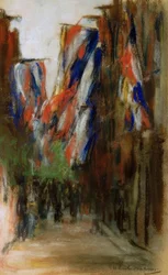 Hollandsk gade med flag