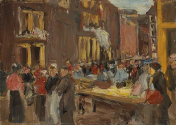 det jødiske kvarter i Amsterdam; Judengasse i Amsterdam, Ecke Jodenbreestraat, 1905