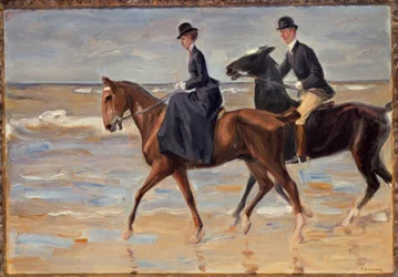 Rytter og rytterinde på stranden