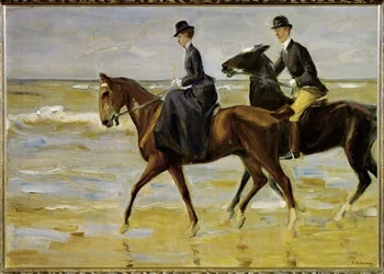 Ryttere på stranden (maleri på lærred)