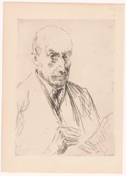 Selvportræt af Max Liebermann, blyant i hånden