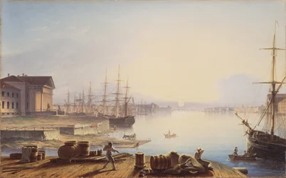 Solopgang over Neva i St. Petersborg, 1830