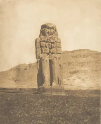 Restaureret Colossus of Amenophis III, ved Theben Vocal Statue eller Colossus of Memnon, 1849-50.