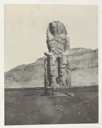 Gournah, monolitisk kolos af Amenopht III; Theben, plade 56 fra albummet "Egypte, Nubie, Palestine et Syrie" (1852)